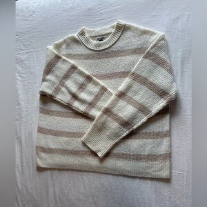 American Eagle Outfitters Soft Cream and Beige Striped Sweater